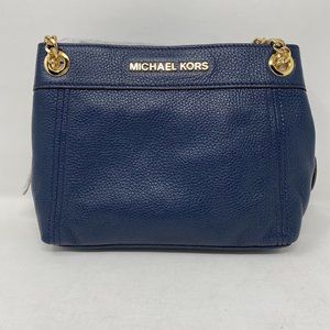 MK - Jetset Travel - MD Chain Messenger Bag- Navy Leather NEW